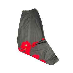 90's Jones New York Sport Women's Black with Red Poppies Crop Pants 22/22X